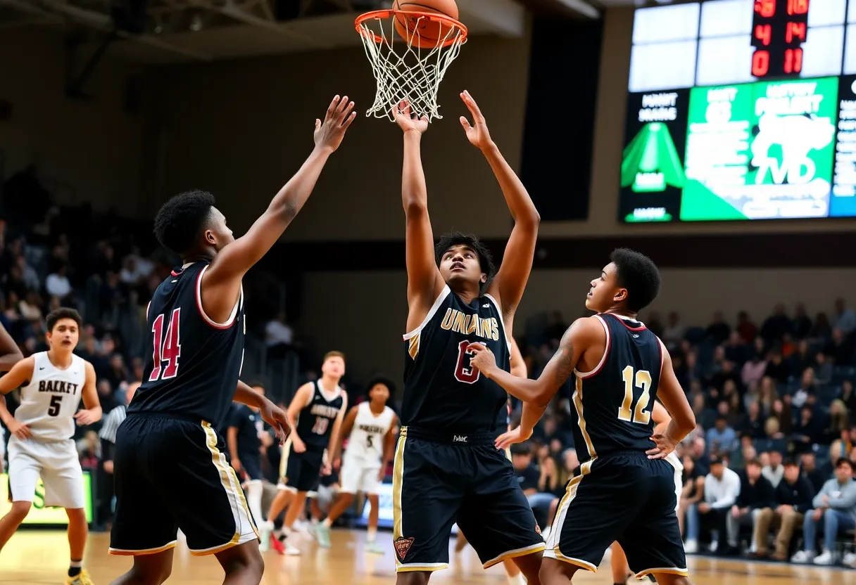 Action shot of high school basketball players in Philadelphia
