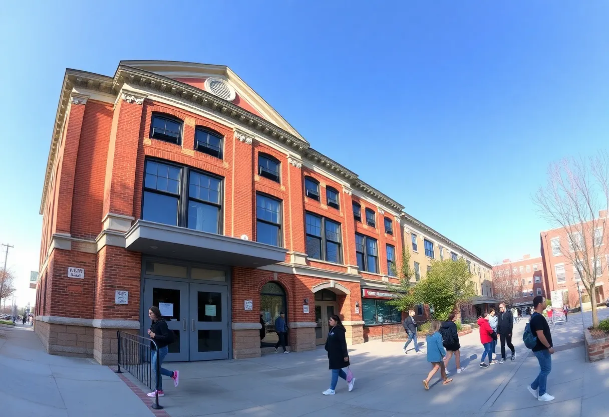 Students entering a Philadelphia public school building