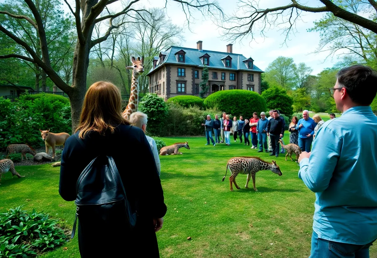 Visitors enjoying a behind-the-scenes tour at Philadelphia Zoo with animals in view.