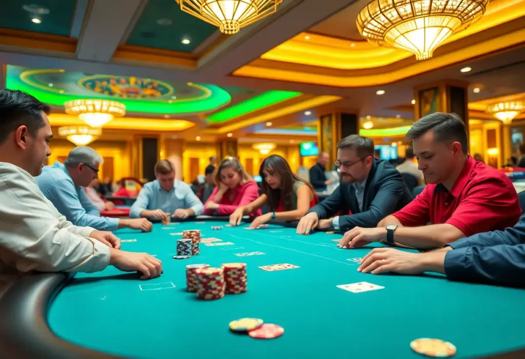 Participants at the PokerStars Open in a casino