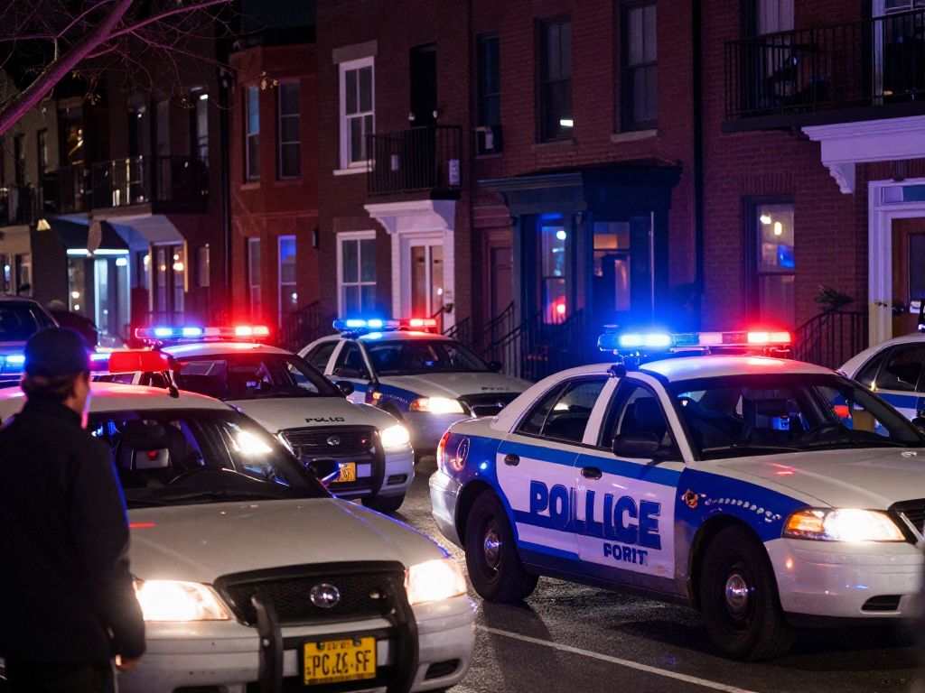 Police cars at a traffic stop in Philadelphia's Kensington neighborhood