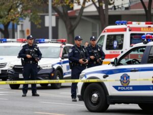 Law enforcement officers responding to a shooting incident in Portland.