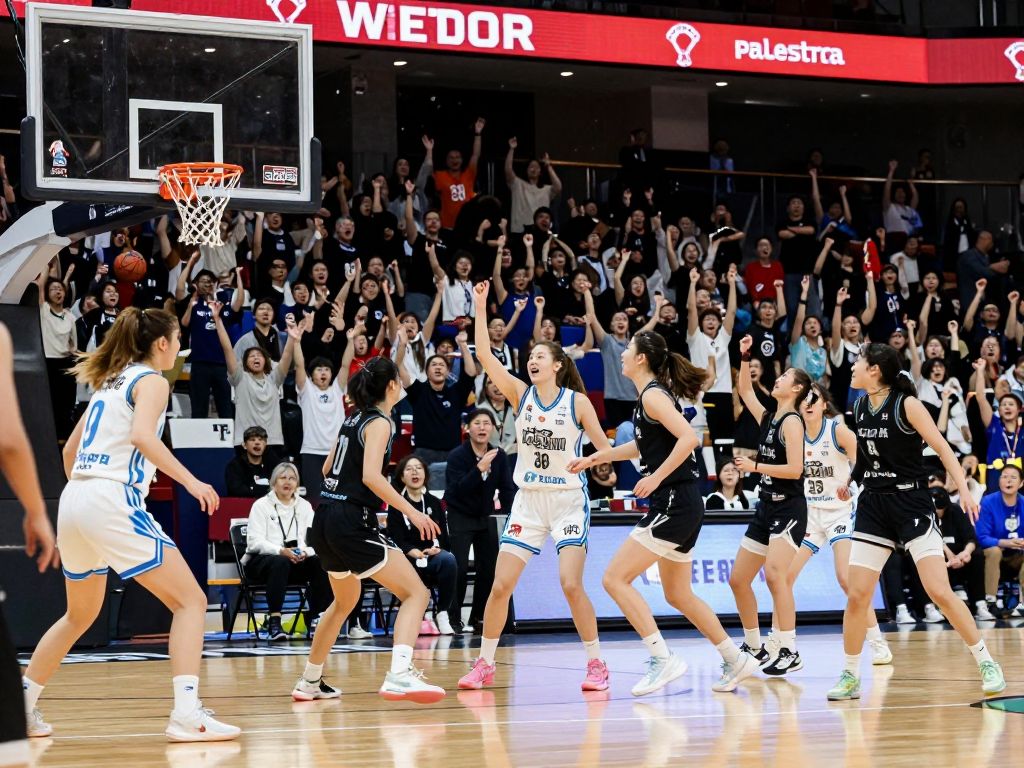 Princeton Women's Basketball team celebrating their win at Palestra