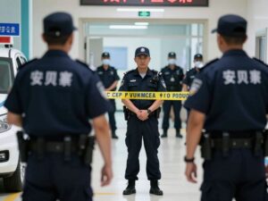 Police outside a hospital in Philadelphia responding to a prisoner escape
