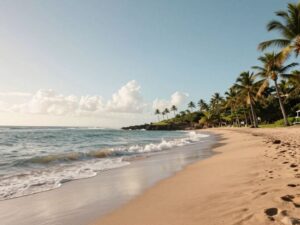 Serene beach landscape in San Juan, Puerto Rico