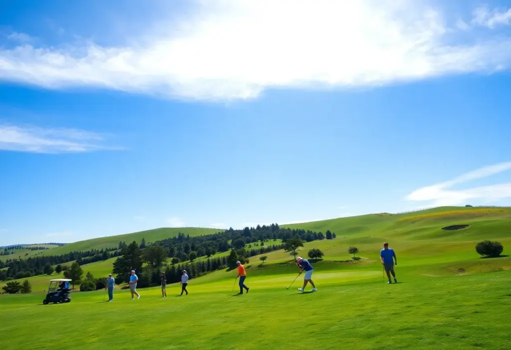 Golfers playing on a beautiful coastal golf course