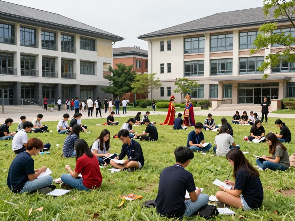 Students on the University of Pennsylvania campus engaging in academic activities.