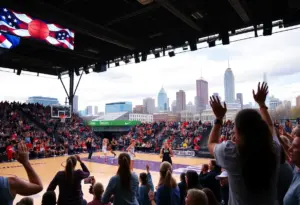 Fans cheering at the Unrivaled women's basketball event in Philadelphia.
