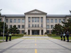 Empty academic building at Villanova University due to threat of violence