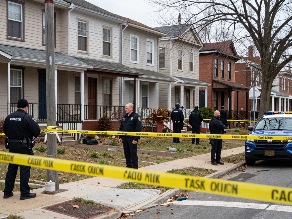 Police investigation at a residential area in West Philadelphia after an accidental shooting.