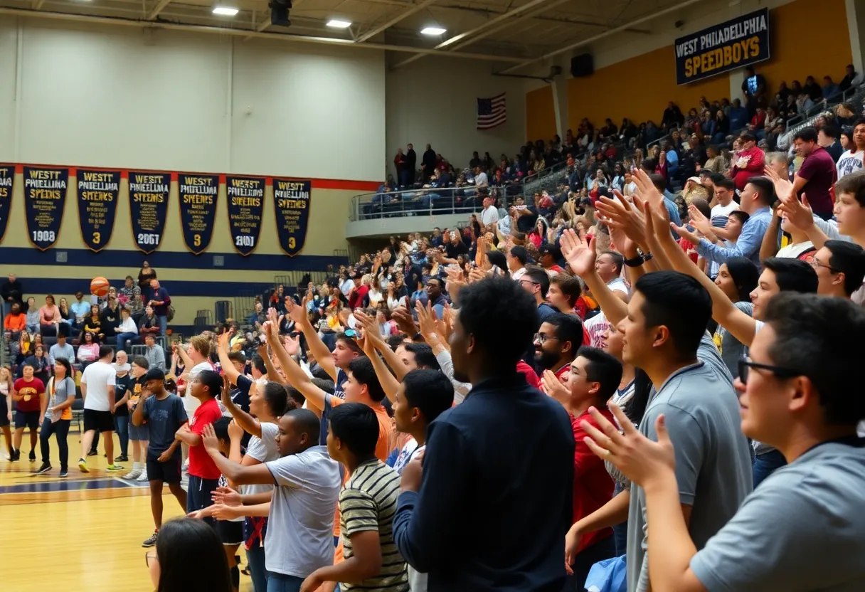 West Philadelphia Speedboys basketball game with fans cheering