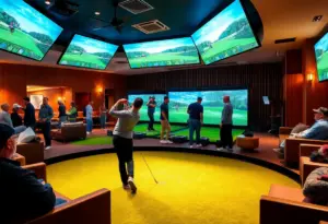 Interior of The Willows Golf Lounge featuring golf simulators