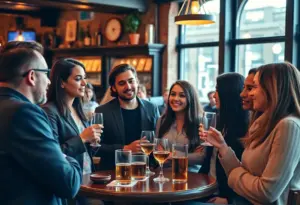 Young professionals networking at leadership event