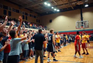 Abraham Lincoln High School basketball team playing at home