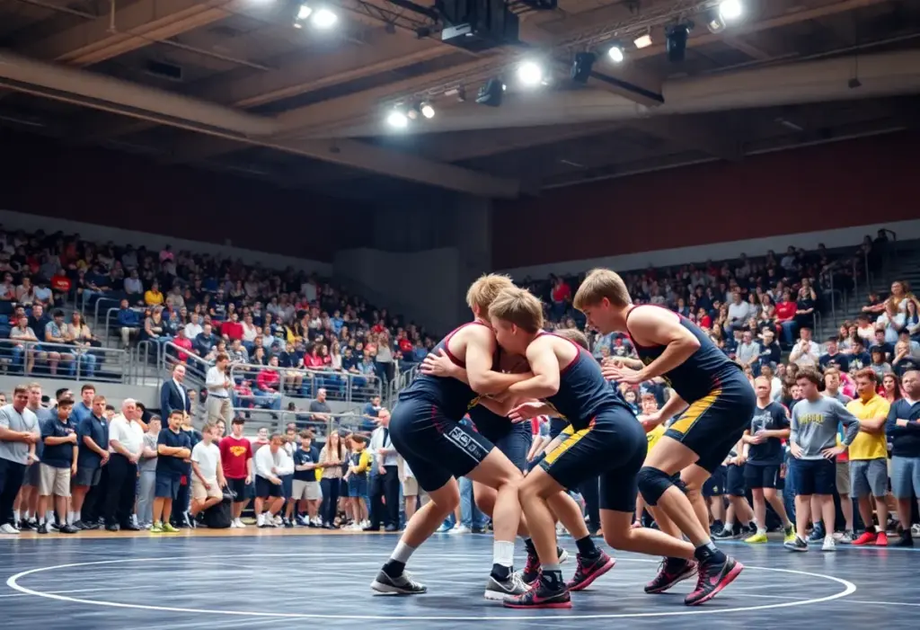 Bishop McCort High School wrestling team competing at the championships