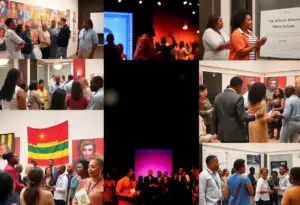 A vibrant community event celebrating Black History Month in Philadelphia.