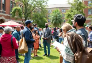 Community members participating in activities at West Chester University honoring Frederick Douglass.