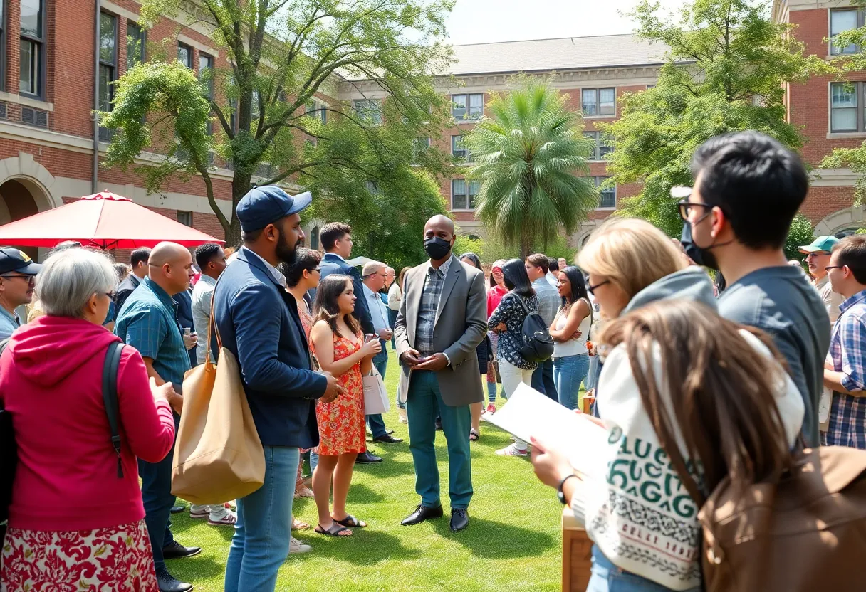 Community members participating in activities at West Chester University honoring Frederick Douglass.