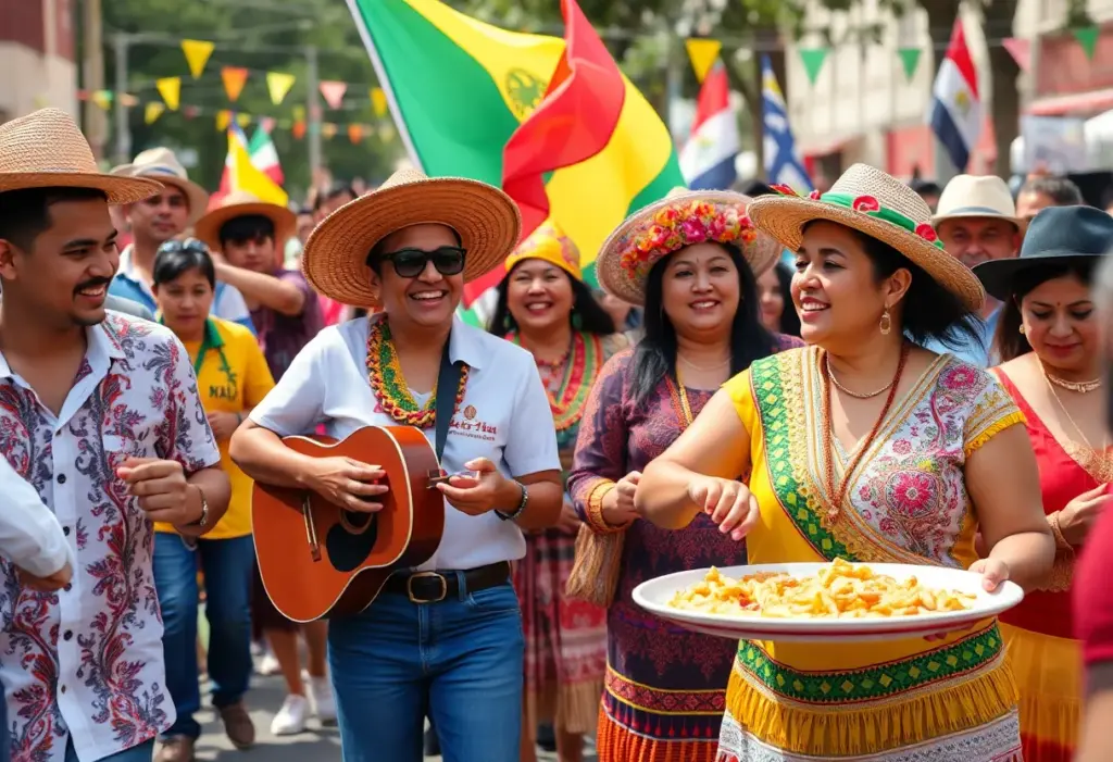 Community celebration featuring traditional Latino music and dance