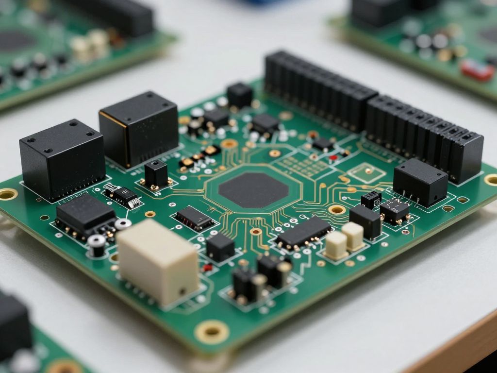 Handmade computer circuit with transistors and components