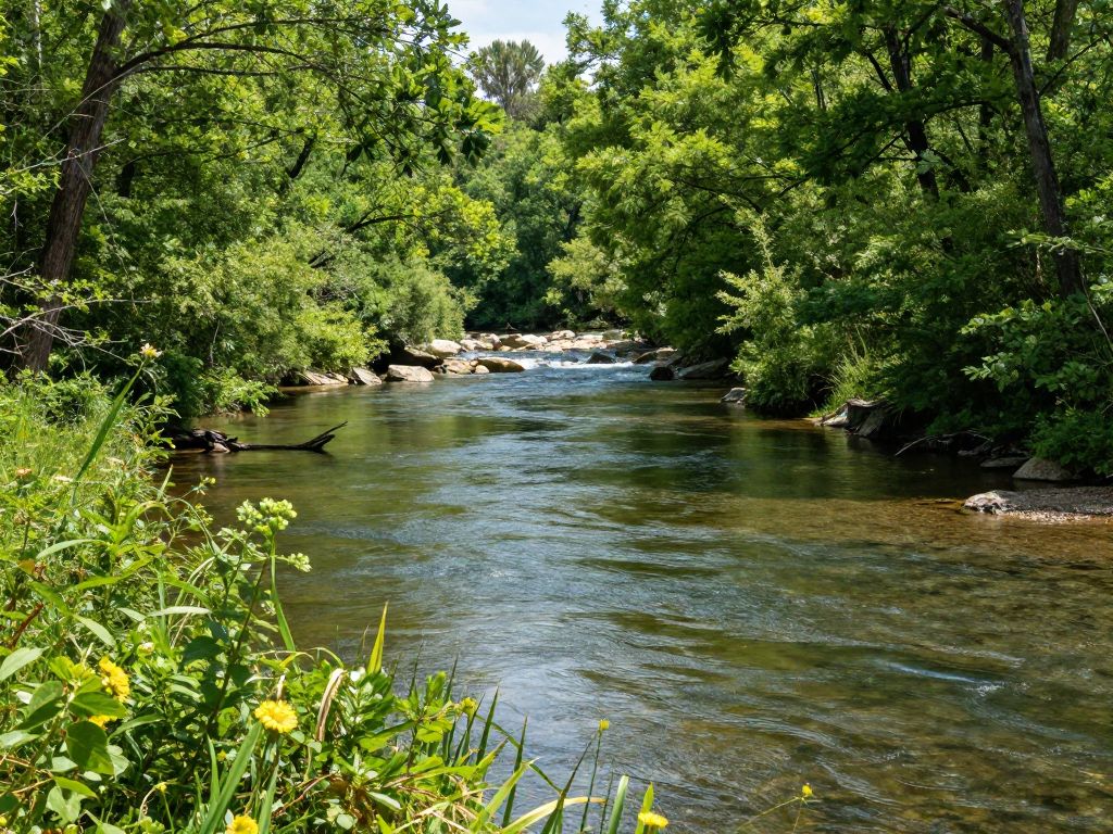 Scenic view of the Conestoga River surrounded by nature