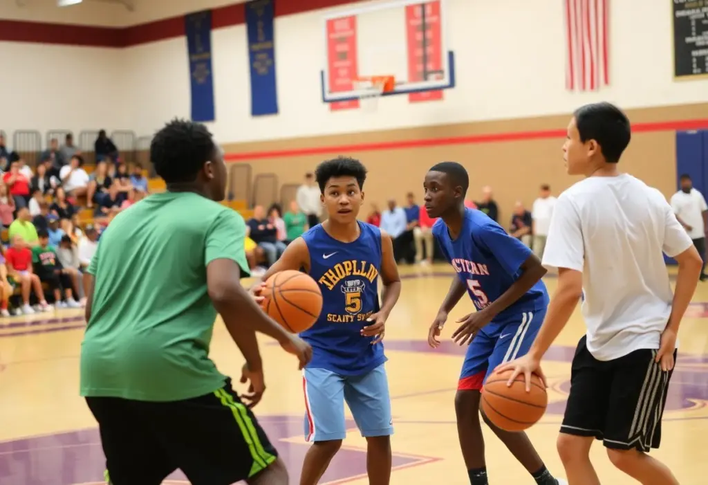 Players competing in a basketball tournament at Lehighton High School