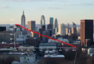 Graph showing declining enrollment trends in Philadelphia public schools