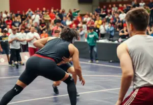 Wrestlers competing in the District 11 3A wrestling tournament