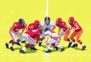 Philadelphia Eagles offensive line demonstrating teamwork on a football field.