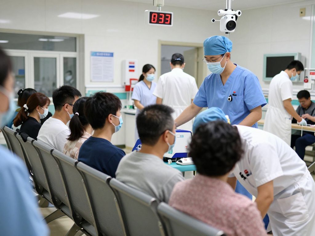 Busy emergency room with patients waiting