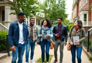 Diverse first-time homebuyers in Philadelphia exploring neighborhoods.