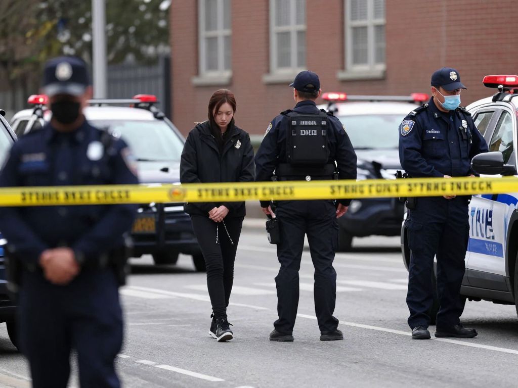 Police at a crime scene related to a child murder case.