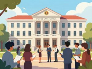 Georgetown Law School campus with students