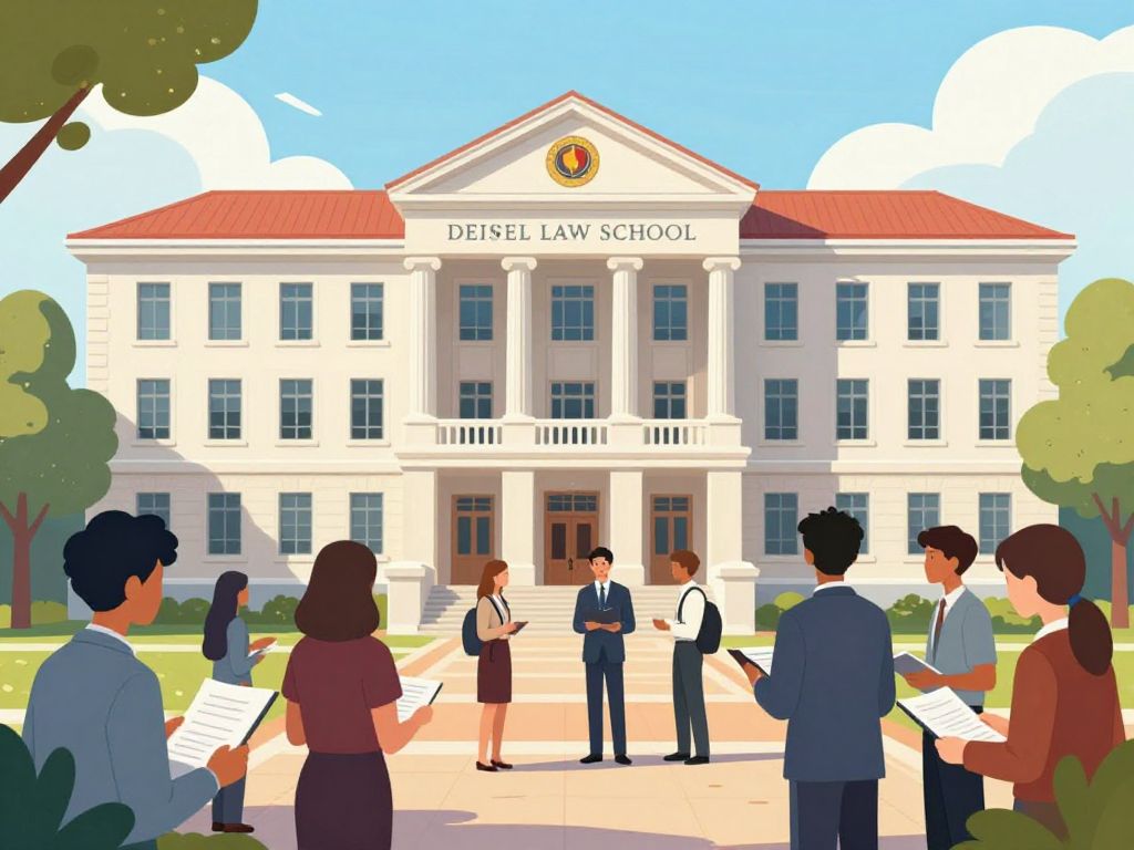 Georgetown Law School campus with students