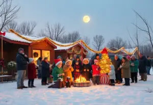 Celebration of Groundhog Day with winter landscape