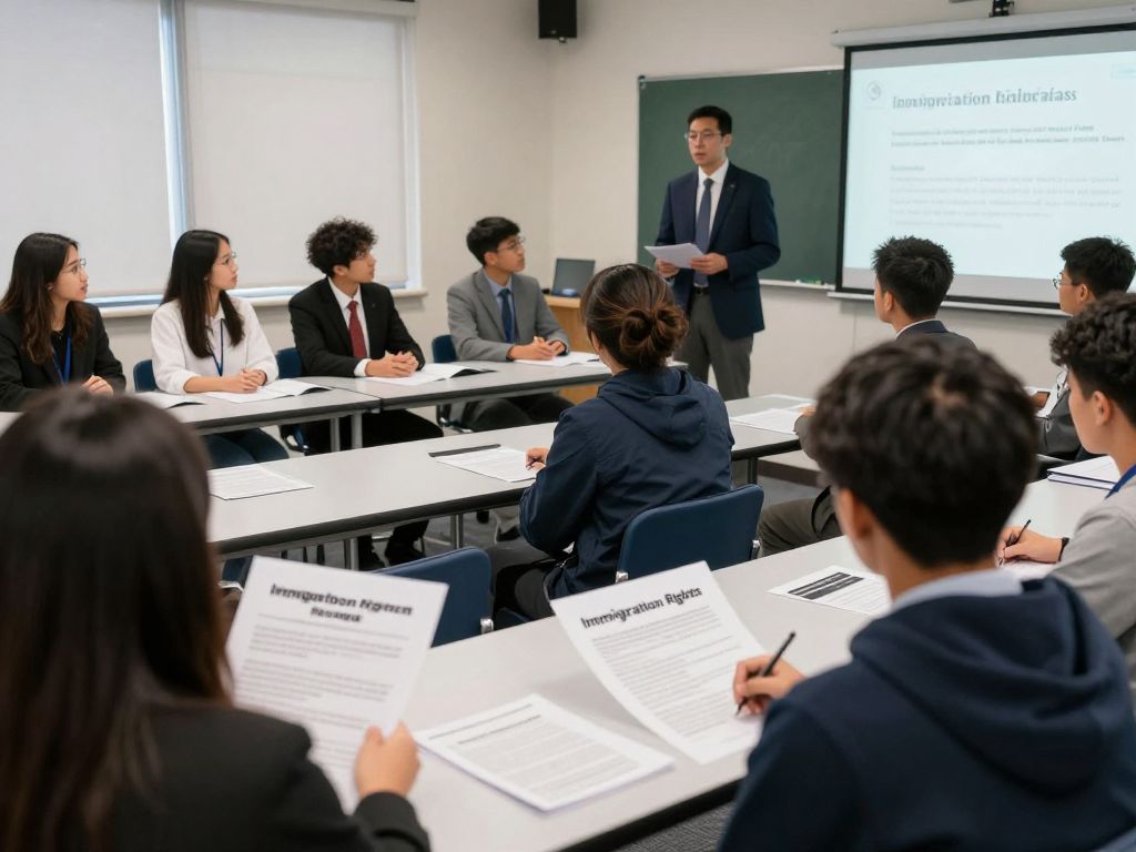 Students participating in an immigration rights training session