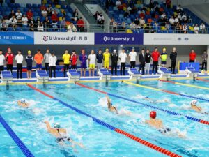 Penn Women's Swimming Team competing at Ivy League Championships