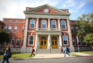 Front view of Julia R. Masterman School, a top-ranked public school in Philadelphia.