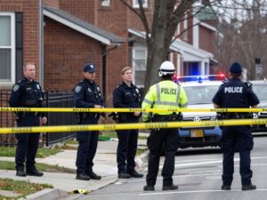 Police responding to a shooting incident in Kingsessing, Philadelphia