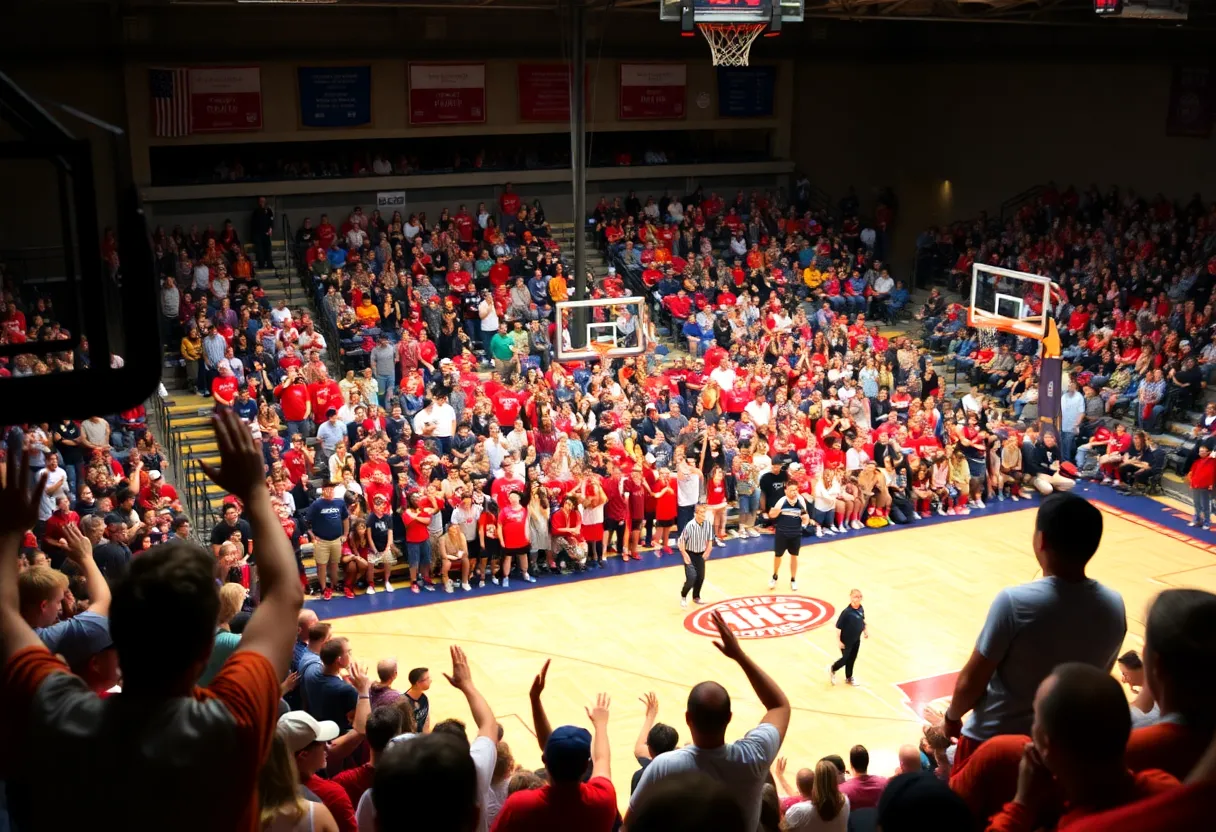 High school basketball game in Lehigh Valley with cheering fans