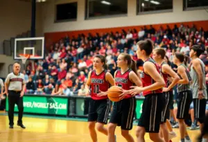 Levittown High School basketball players competing in a game