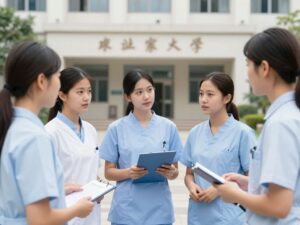 Nursing students commuting to clinical sites for practical training.