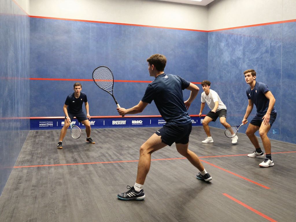 Penn women's squash team competing in a match