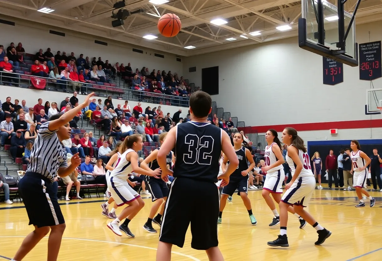 Exciting high school basketball game taking place in Pennsylvania with enthusiastic fans.