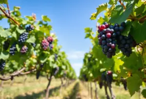 Vineyard in Pennsylvania with ripe grapes