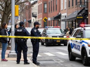 Police presence at a crime scene in Philadelphia