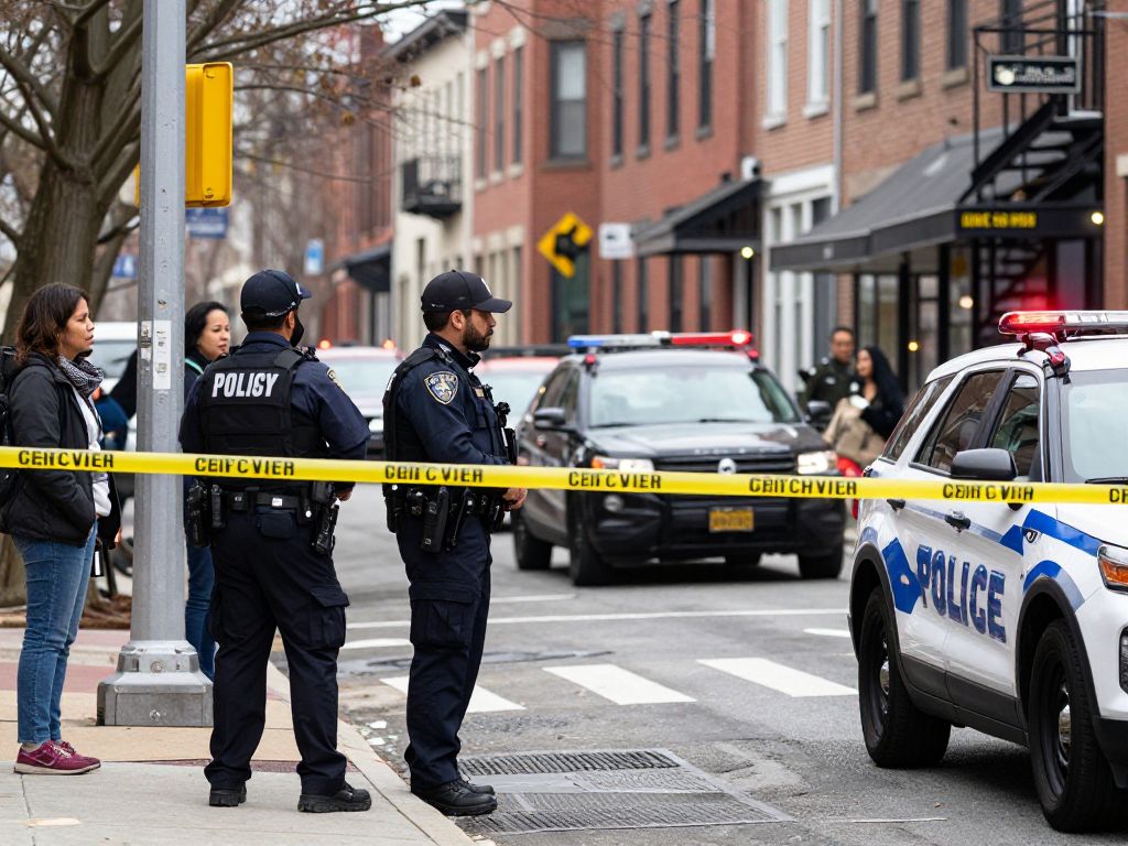 Police presence at a crime scene in Philadelphia