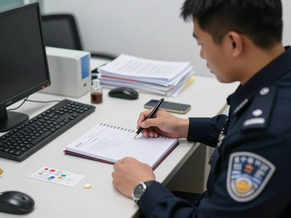Police examining composition notebooks related to drug sales
