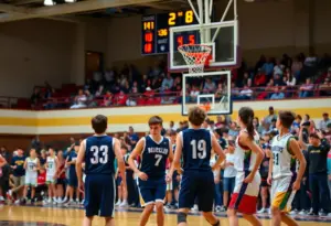 Philadelphia school basketball team in action during a game
