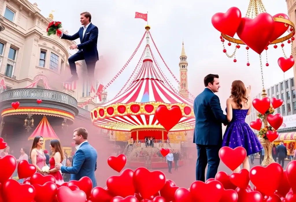 A colorful display of circus performances and Valentine's celebrations in Philadelphia.
